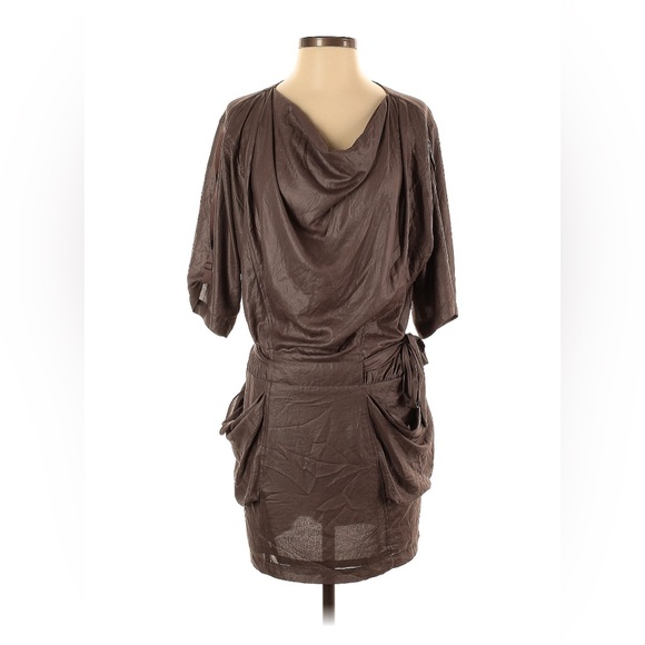 BCBGMaxAzria Brown Draped Mini Dress xxs 816 - Picture 1 of 3